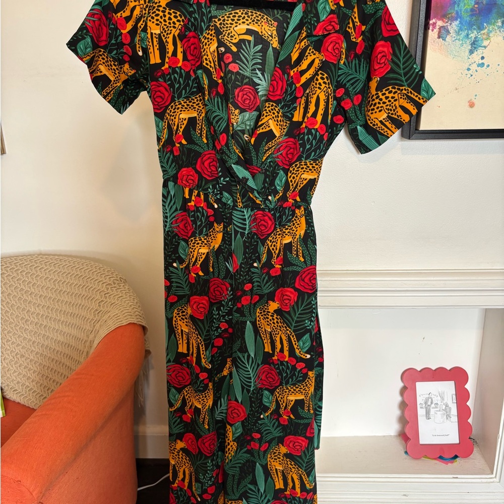 Vibrant Animal Print Wide Leg Jumpsuit